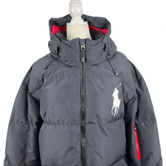 Polo Ralph Lauren Men's Big Pony Hooded Down Puffer Jacket Black Long Size 2XLT - Picture 2 of 16